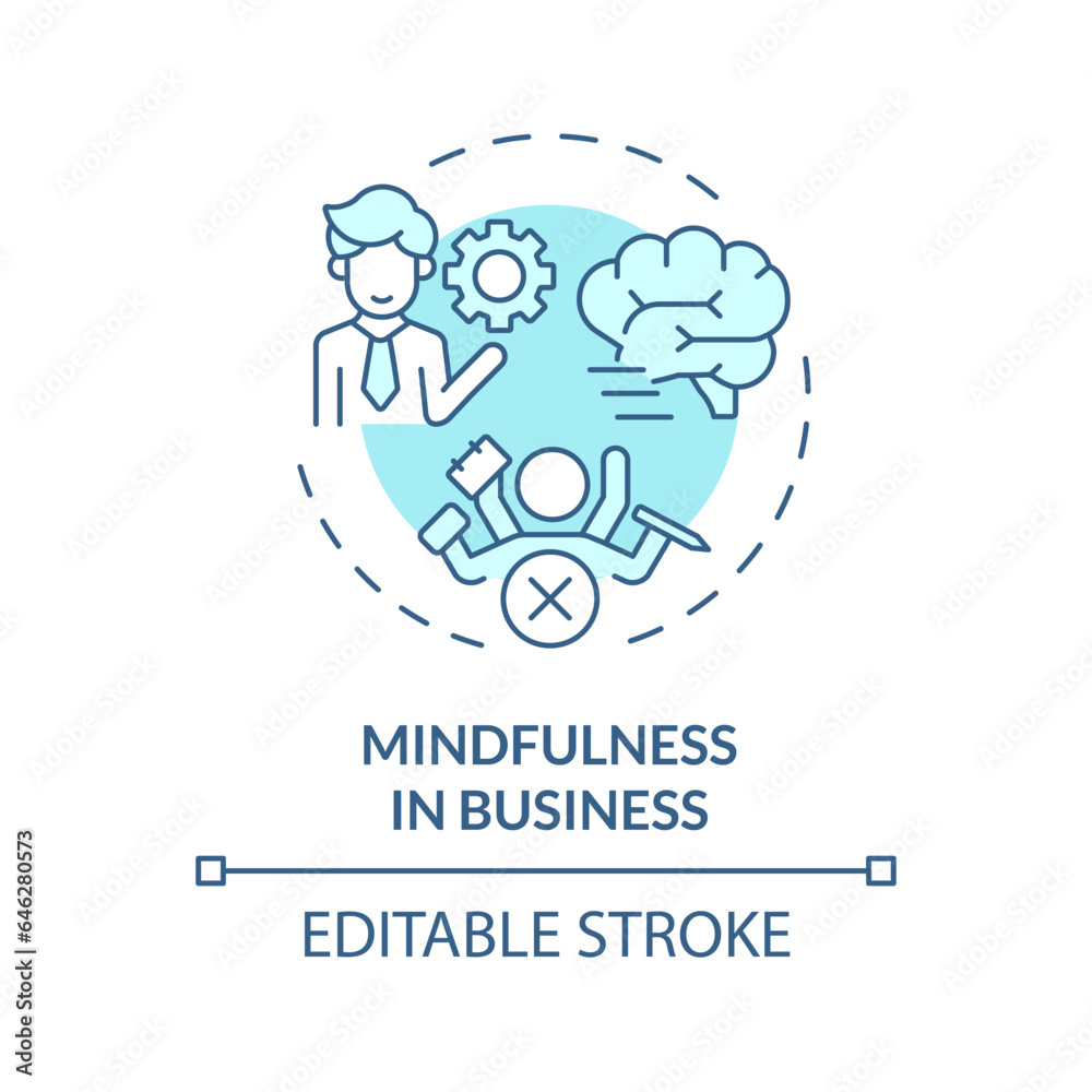 2D editable blue icon mindfulness in business concept, isolated vector, mindful entrepreneurship thin line illustration. 2D editable blue icon mindfulness in business concept, isolated vector, mindful entrepreneurship thin line illustration.