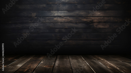 3d grunge background with dark wooden table