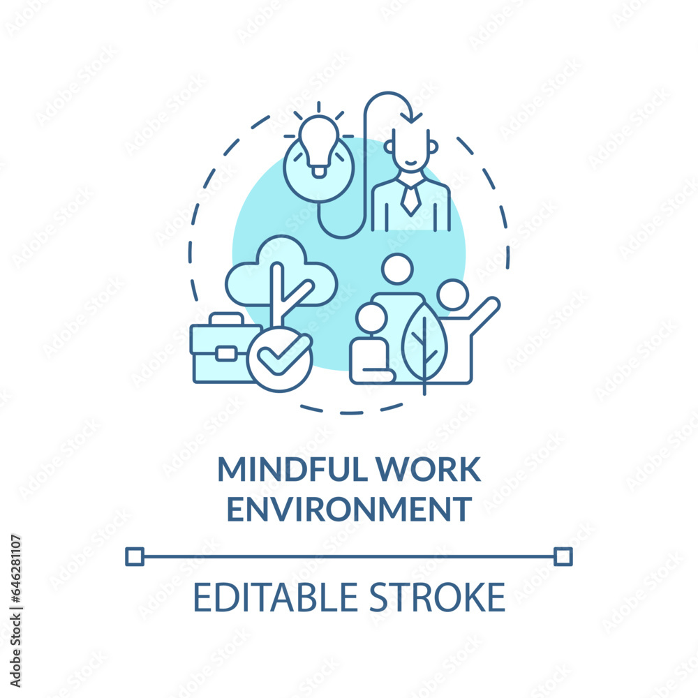 2D editable blue icon mindful work environment concept, isolated vector, mindful entrepreneurship thin line illustration. 2D editable blue icon mindful work environment concept, isolated vector, mindful entrepreneurship thin line illustration.