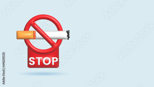 3D realistic Illustration No Smoking with circle and cross frame