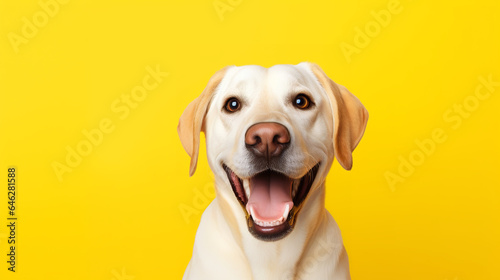 a happy dog ​​on a color background © Nate