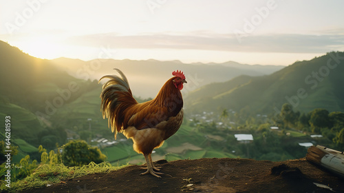 rooster in the mountains