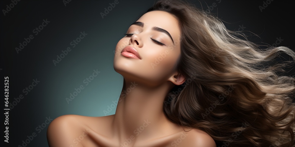 A young woman with beautiful hair, generative AI A young woman with beautiful hair, generative AI
