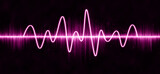Magenta purple sound wave on abstract black background