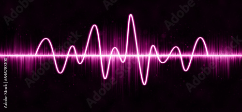 Photographie Magenta purple sound wave on abstract black background