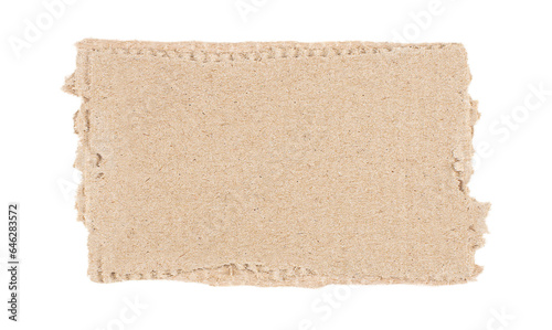 Torn piece of cardboard paper isolated on transparent background