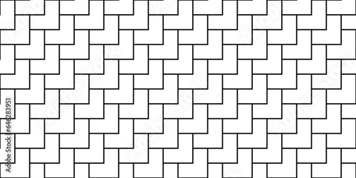 Interlocking paving block. Vector seamless regular geometry pattern. Modern tile texture. Ideal for prints and digital backdrop.