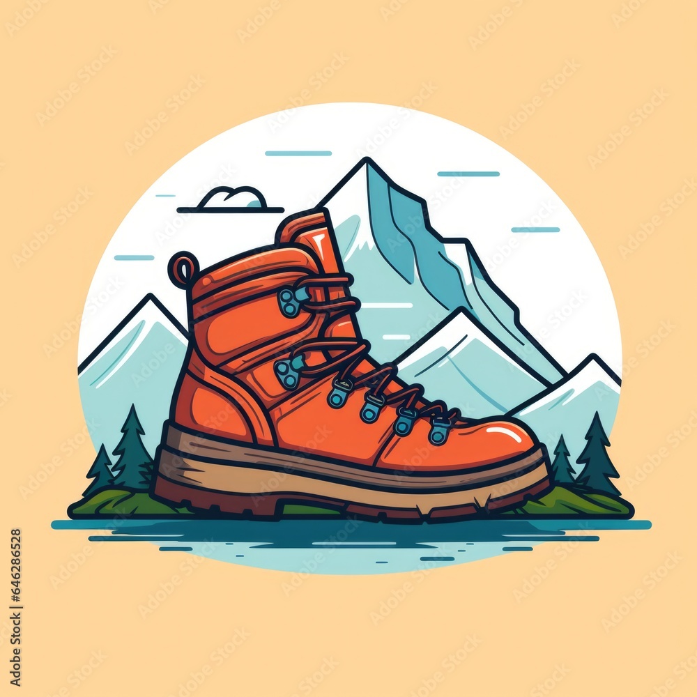 Hiking boot mascot for a company logo. Generative AI