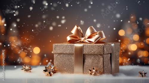 Photo of a beautifully wrapped present with a festive bow on top created with Generative AI technology © AI Visual Vault