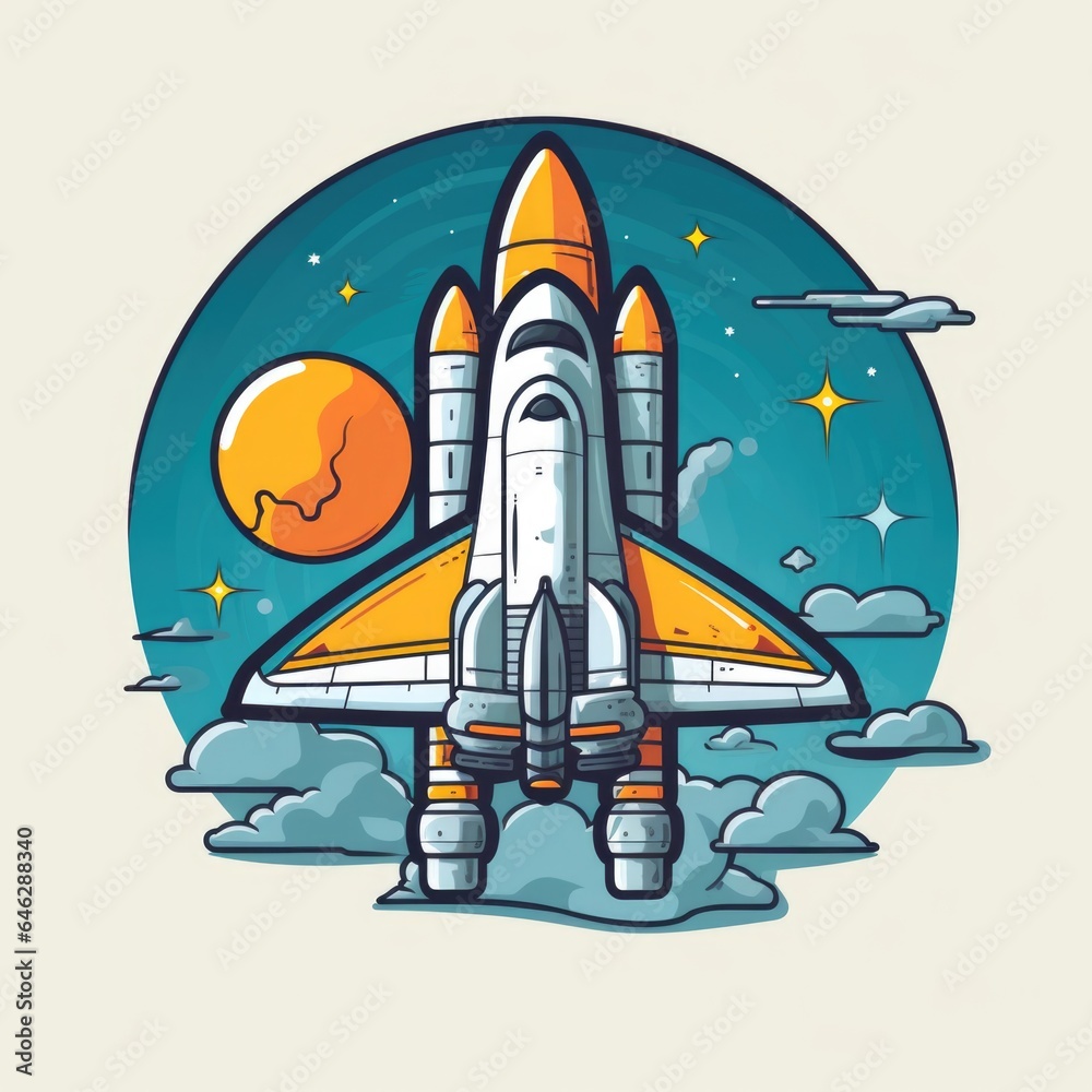 Space shuttle mascot for a company logo. Generative AI