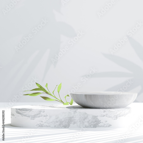 minimal scene with stone podium for product presentation. 3d illustration