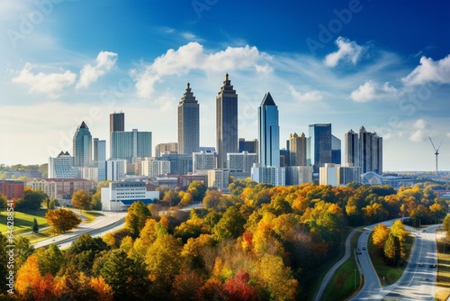Aerial panorama of Atlanta skyline in Georgia, USA. Generative AI