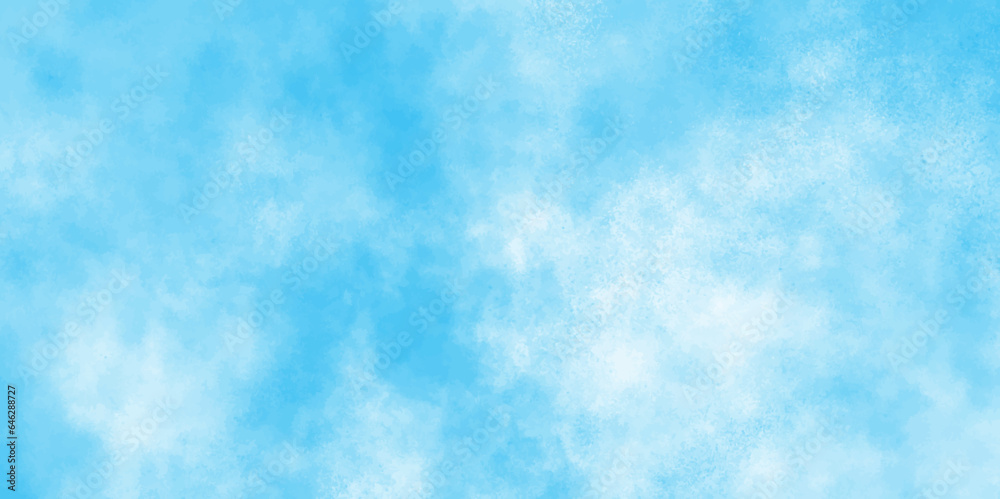 White and blue mixed watercolor painted leaks and scratched effects blue background,  Creative and painted cloudy sky blue watercolor background, blue background with space and for any,