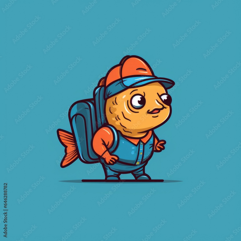Fishing rod mascot for a company logo. Generative AI