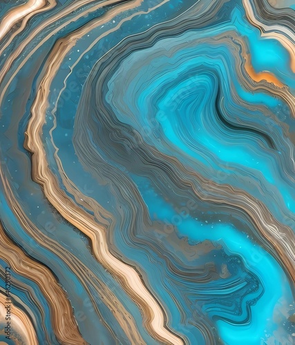 Background of abstract ocean with natural texture, marble swirls and agate ripples 