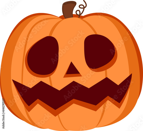 Cheerful Jack O' Lantern : Halloween Pumpkin Isolated : This vibrant orange pumpkin, intricately carved into a lively and friendly face with an enthusiastic and welcoming smile, excitement and fun.