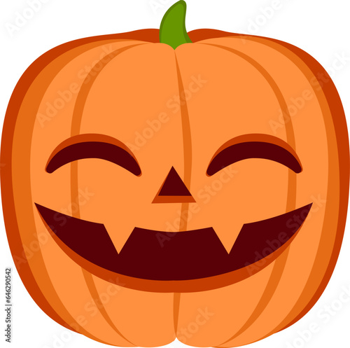 Friendly Smiling Halloween Pumpkin : Jack O' Lantern Isolated - This cheerful Jack O' Lantern wears a bright and friendly smile, radiating warmth and kindness.