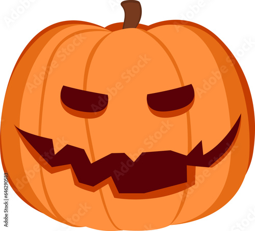 Sinister Halloween Jack O' Lantern: Spooky Carved Pumpkin Isolated - A terrifyingly carved orange pumpkin, guaranteed to send shivers down your spine on Halloween night.