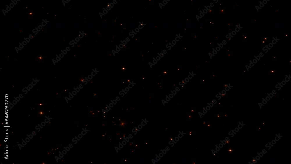 Abstract loop animation with fire particles, sparks on transparent alpha channel