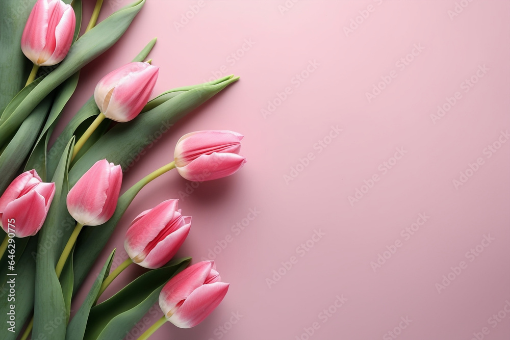 Pink flower green background floral spring tulip decoration Pink flower green background floral spring tulip decoration