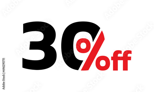 30% price off icon. 30 percent sale label, sign or tag. Discount, promotion banner design element. Vector illustration.