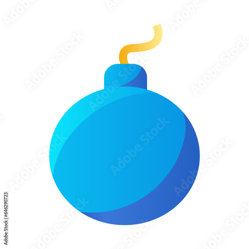 Bomb icon with burning wick on a white background. Vector