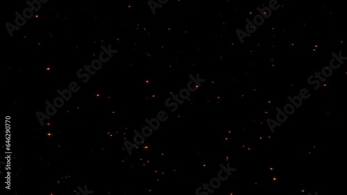 Abstract loop animation with fire particles, sparks on transparent alpha channel