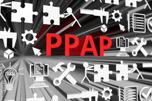 PPAP concept blurred background 3d render illustration