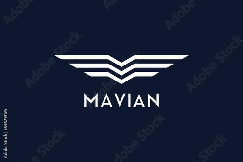 v latter and m latter wings logo 
