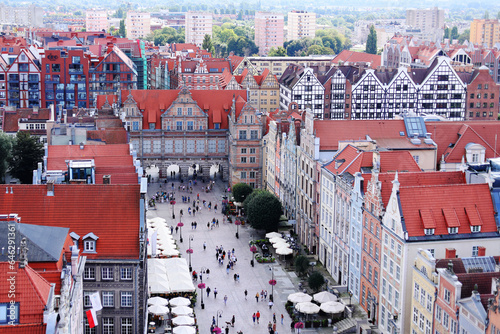 The view from the observation deck of St Mary's Cathedral in the historic center of Gdansk. Old city.