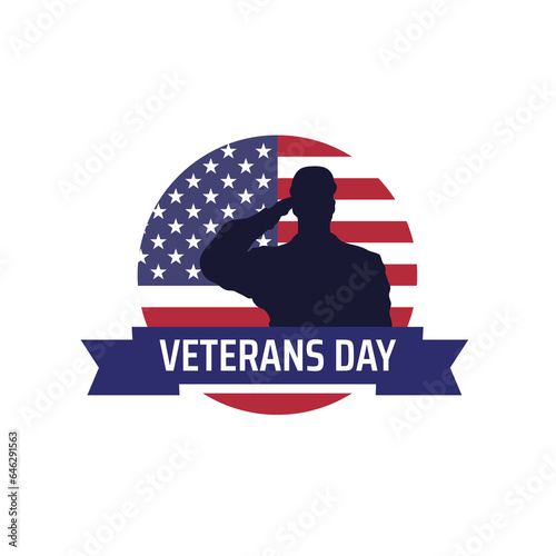 Happy veterans day banner, greeting card, logo. Honoring All Who Served. Military, soldier. American flag. National holiday of USA veterans day 11 November. Poster, badge. Vector design, illustration