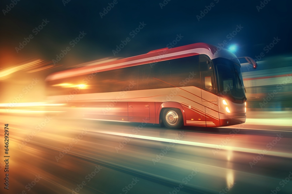 High speed bus on the highway