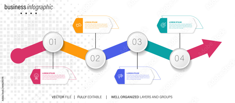 Vector infographic flat template circles for four label, diagram, graph, presentation. Business concept with 4 options. For content, flowchart, steps, timeline, workflow, marketing. EPS10
Vector infographic flat template circles for four label, diagram, graph, presentation. Business concept with 4 options. For content, flowchart, steps, timeline, workflow, marketing. EPS10