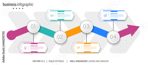 Vector infographic flat template circles for four label, diagram, graph, presentation. Business concept with 4 options. For content, flowchart, steps, timeline, workflow, marketing. EPS10
