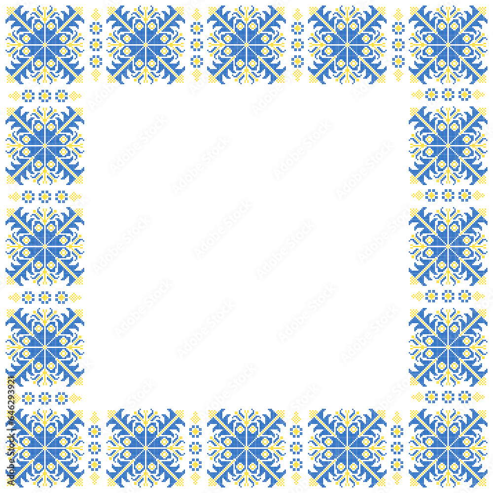Vector illustration of Ukrainian ornament in ethnic style, identity, vyshyvanka, embroidery for print clothes, websites, banners. Background. Geometric design, border, copy space, frame Vector illustration of Ukrainian ornament in ethnic style, identity, vyshyvanka, embroidery for print clothes, websites, banners. Background. Geometric design, border, copy space, frame