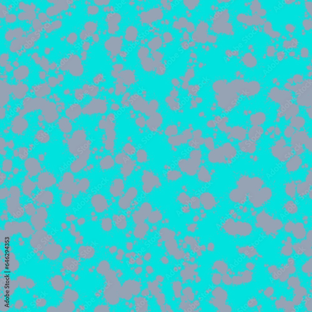 Seamless abstract pattern. Simple background with neon blue, grey texture. Digital brush strokes background. Spots, splashes. Design for textile fabrics, wrapping paper, background, wallpaper, cover.