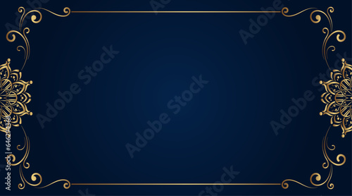 Blue background with golden mandala ornament