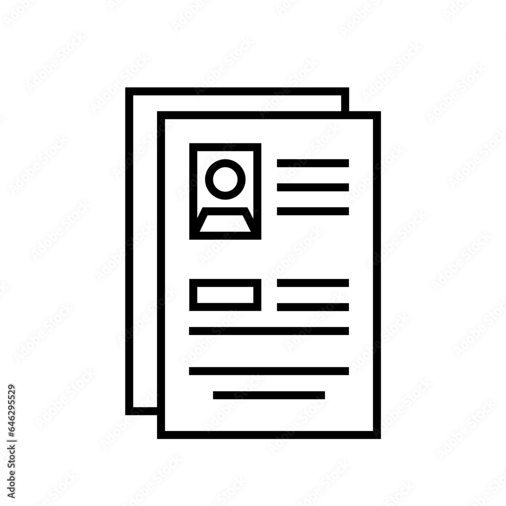 Resume human resources icon with black outline style. business, resume, set, job, work, recruitment, symbol. Vector Illustration Resume human resources icon with black outline style. business, resume, set, job, work, recruitment, symbol. Vector Illustration