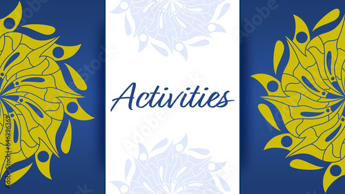 Activities Mandala Blue Gold Left Right Horizontal Text 