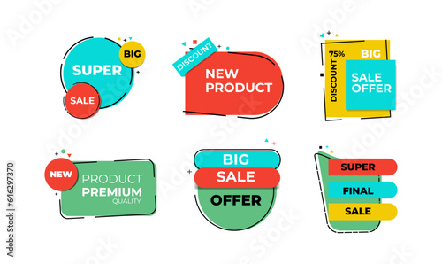 Set of sale banners, labels, tags. Flat design. Vector illustration
