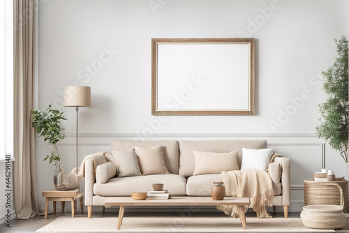 generative AI, Modern minimalist style hanging poster home living room decoration style