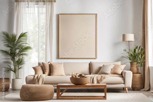 generative AI, Modern minimalist style hanging poster home living room decoration style © Steve
