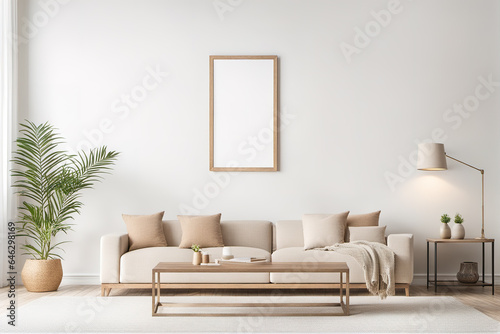 generative AI, Modern minimalist style hanging poster home living room decoration style
