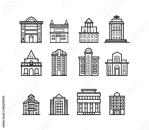 Vector set of abstract logo design templates of building in simple linear style  © Rajesh