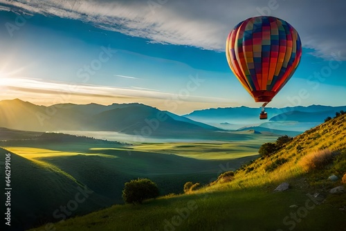 hot air balloon in the mountains © Aansa