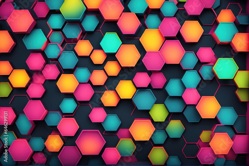 generative AI  3D colorful honeycomb squares illustration background
