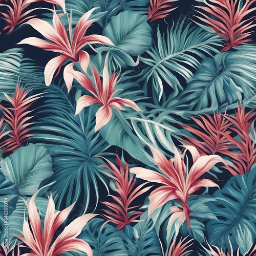 Wallpaper Mural Beach Seamless Patterns with Tropical Vegetation Torontodigital.ca