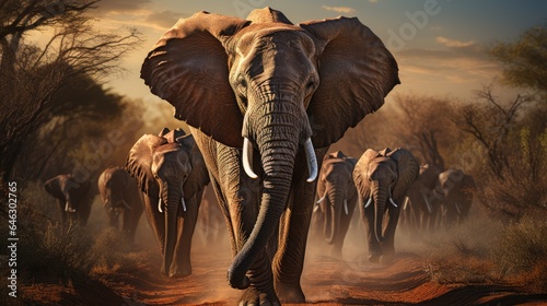 Elephant background with its herd © MBRAMO