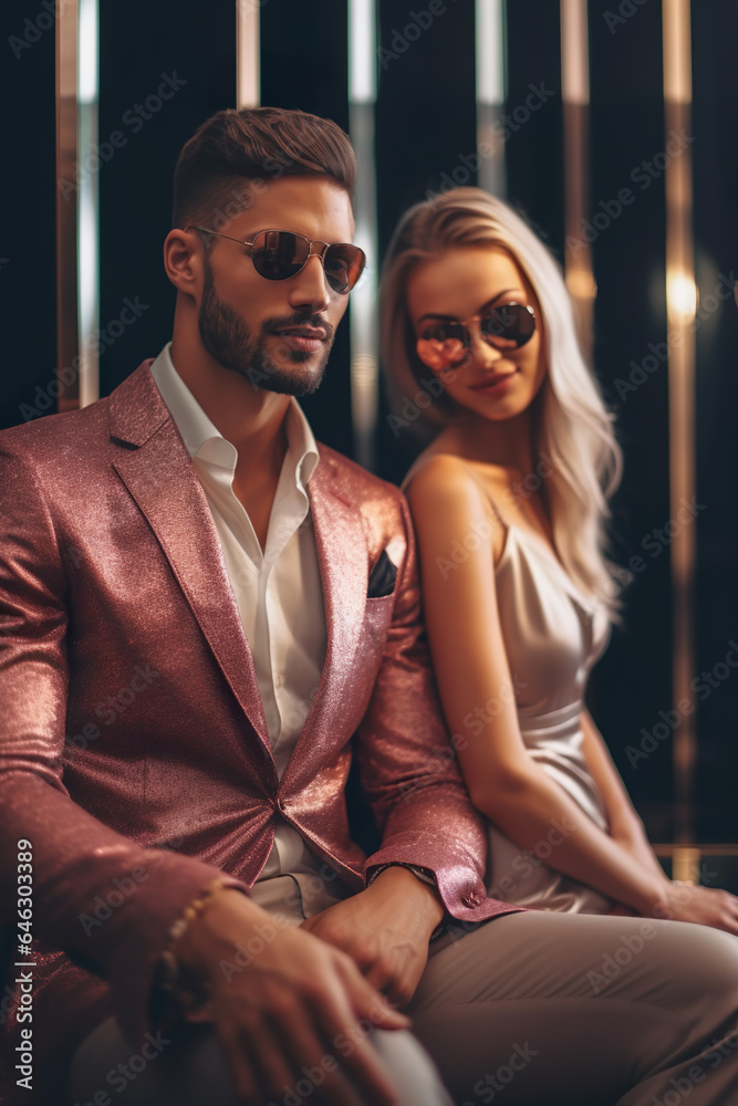 Una pareja actual y moderna. Concepto de riqueza. Generado por IA. Una pareja actual y moderna. Concepto de riqueza. Generado por IA.
