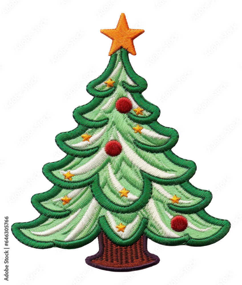Christmas tree embroidery patch isolated. Christmas tree embroidery patch isolated.